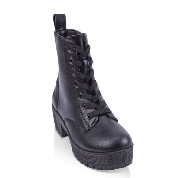 Combat Faux Leather Boots - Picture 1 of 3